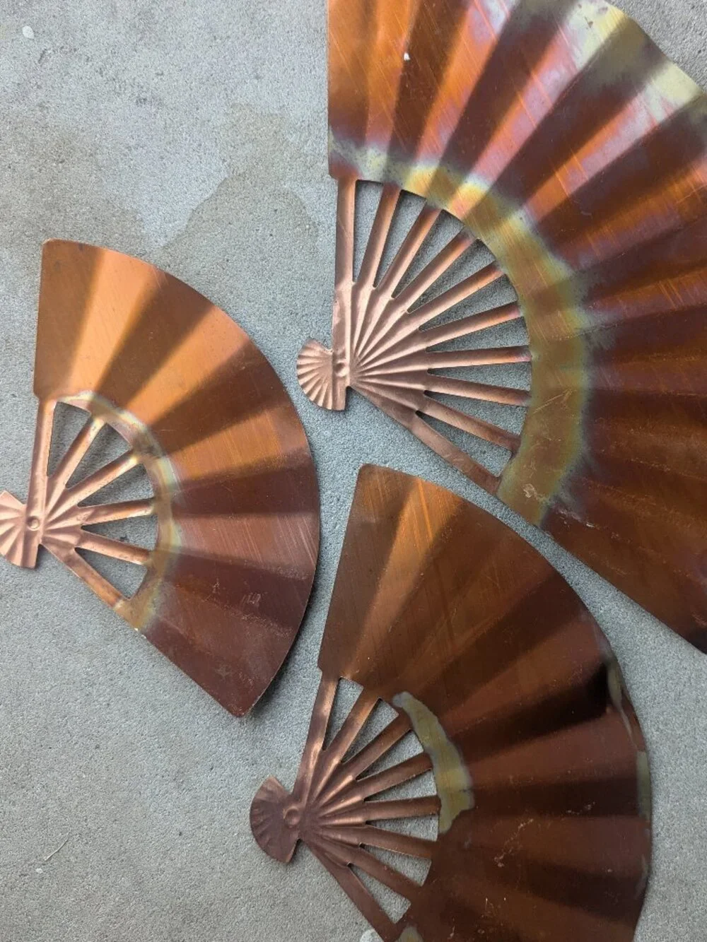 Coper Metal 3D Fan Wall Art Sculpture Set